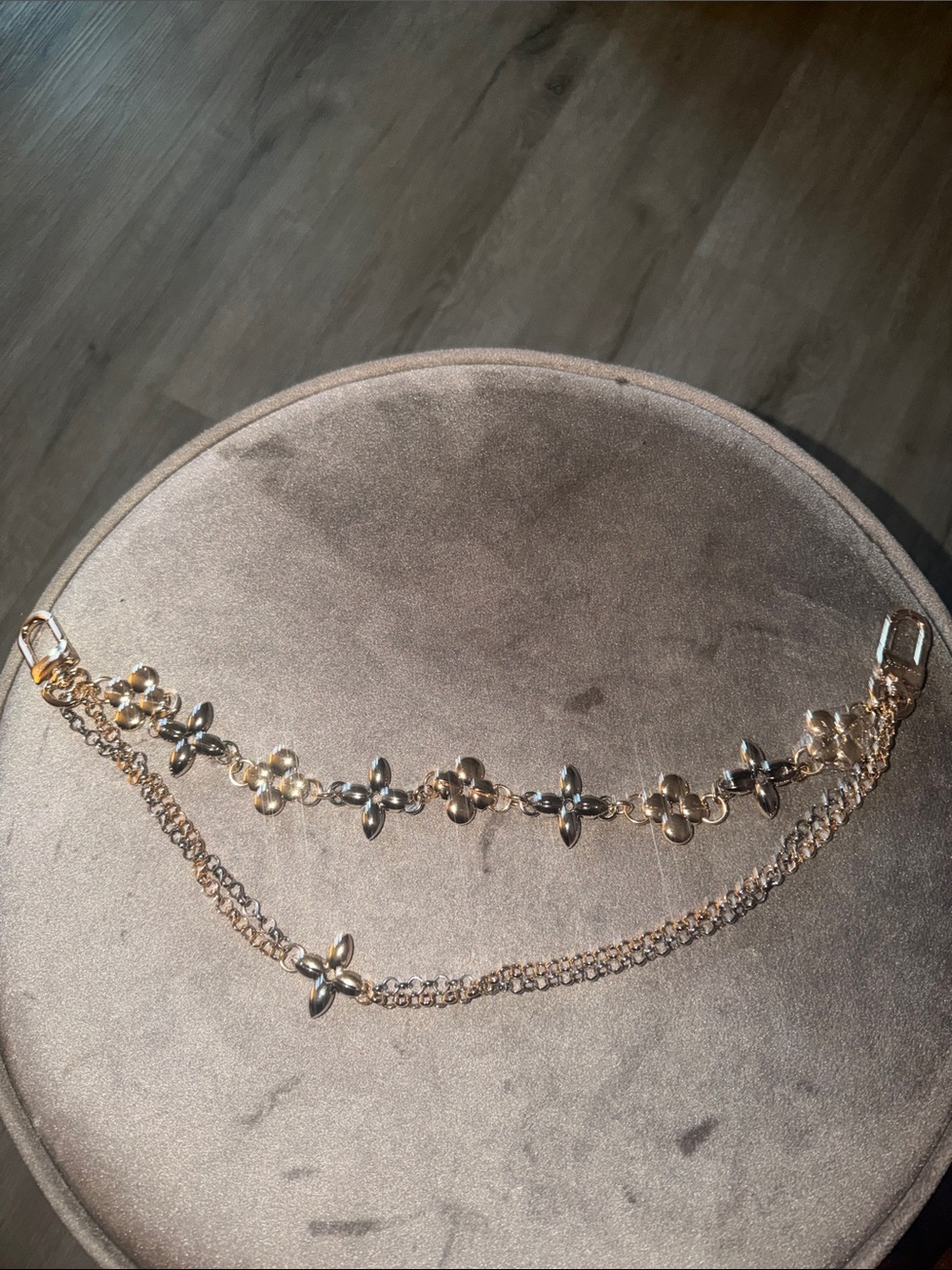 Louis Vuitton Gold Silver Floral Chain Bag Charm